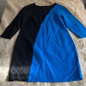Ann Taylor Asymmetrical Black and Blue Dress